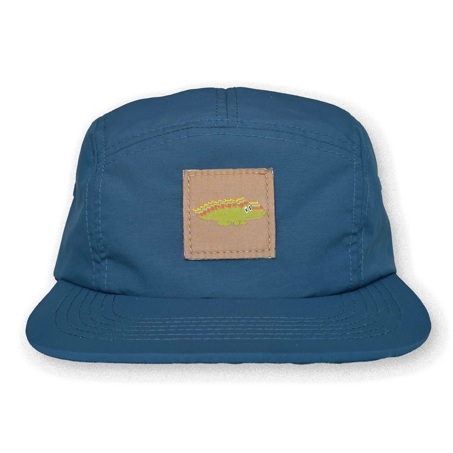 King Gizzard Five Panel Camp Hat / Navy Nylon with Desert Dweller Gizzy Gator Patch