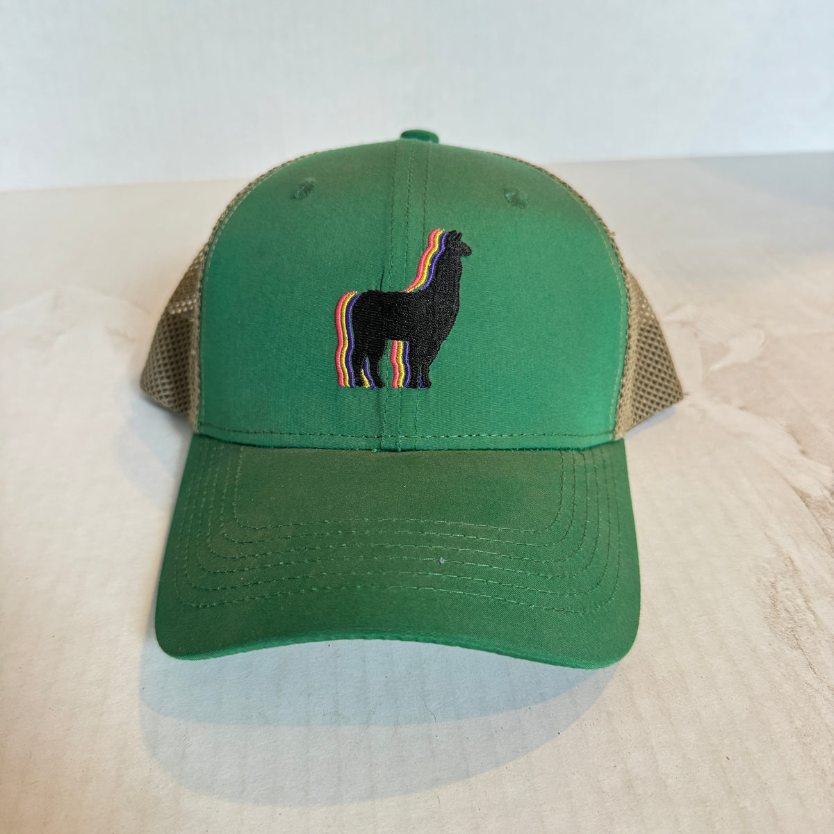 Display Hat Sale Trucker Llama Green