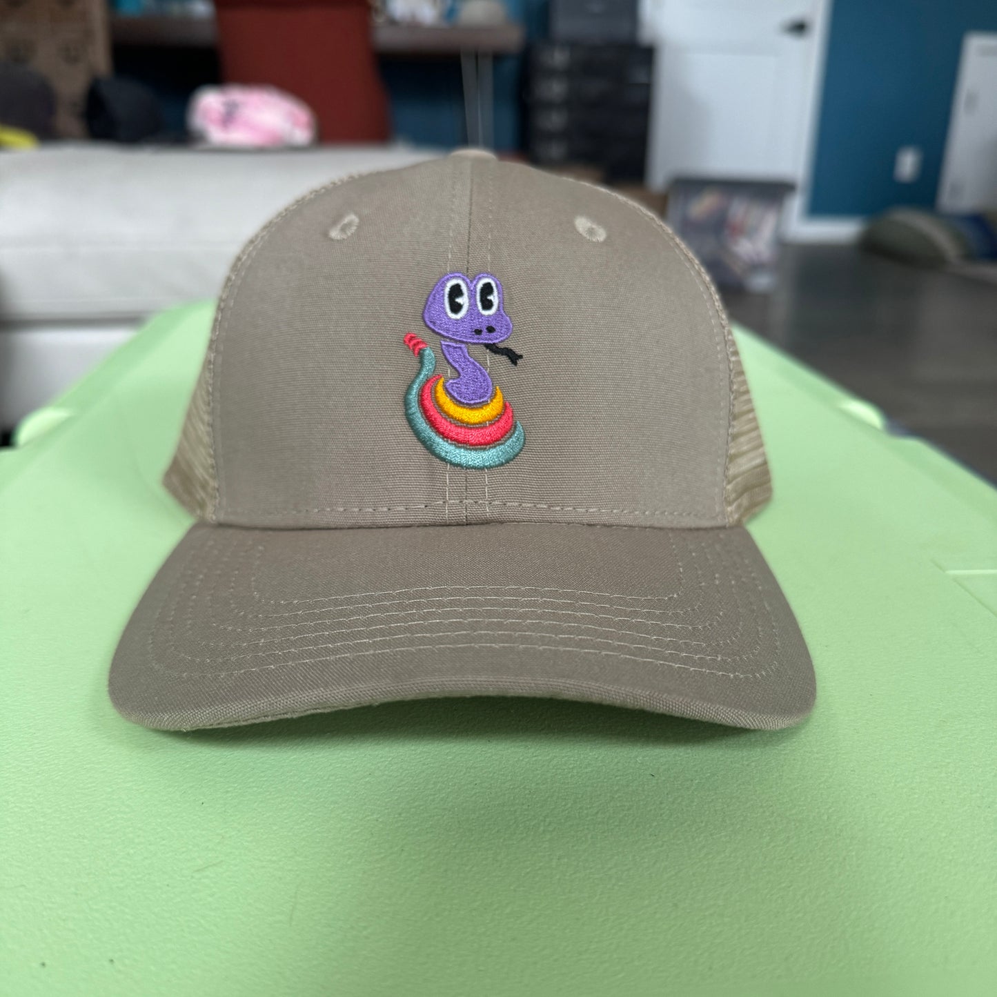 Gizz Rattlesnake Trucker Hat in Greenish Grey - DISPLAY MODEL