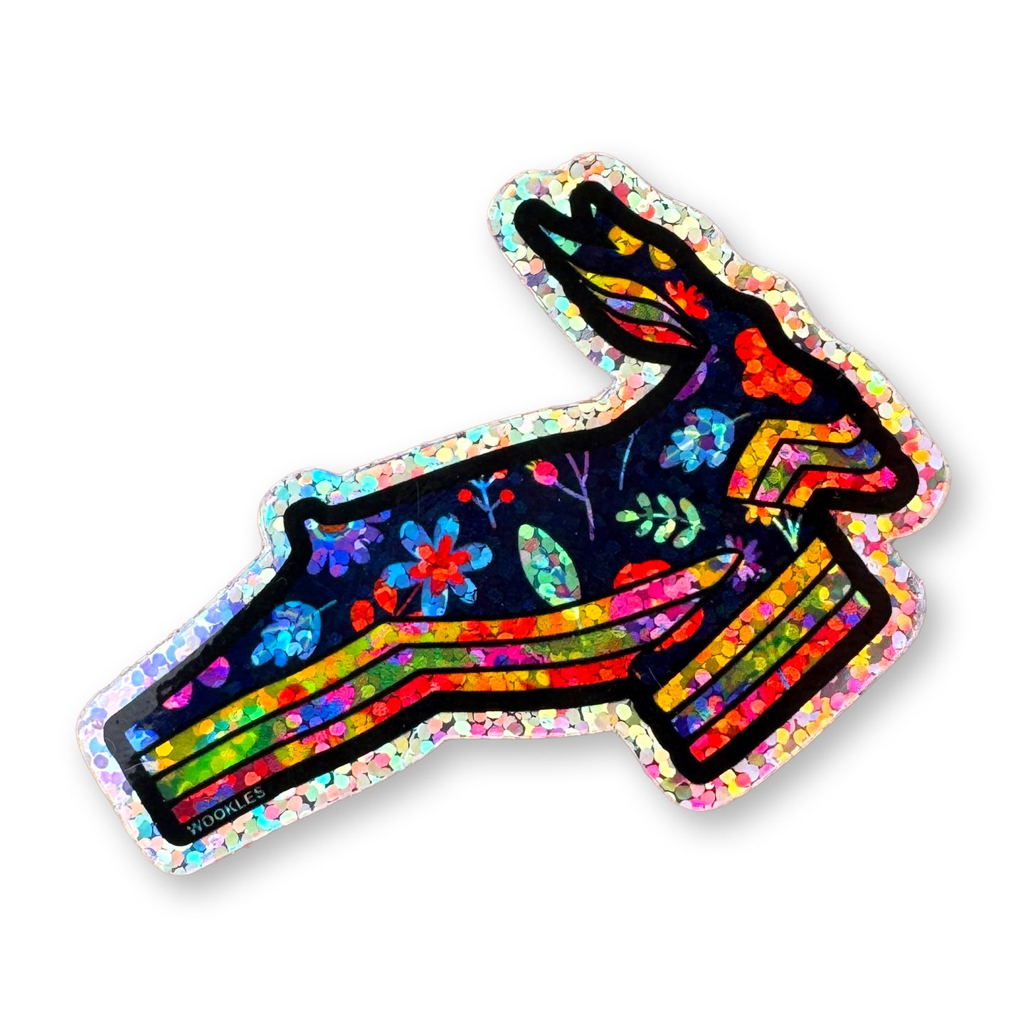 Antelope Floral Burst Glitter Sticker