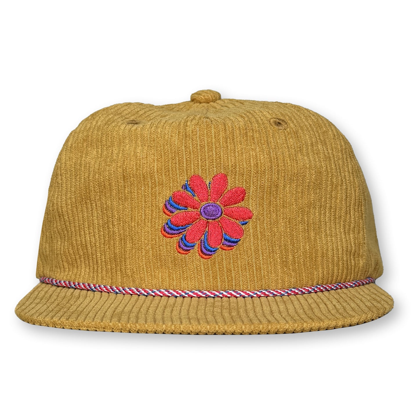 Billy Strings Red Daisy Rope Hat / Wheat Corduroy with Red Daisy