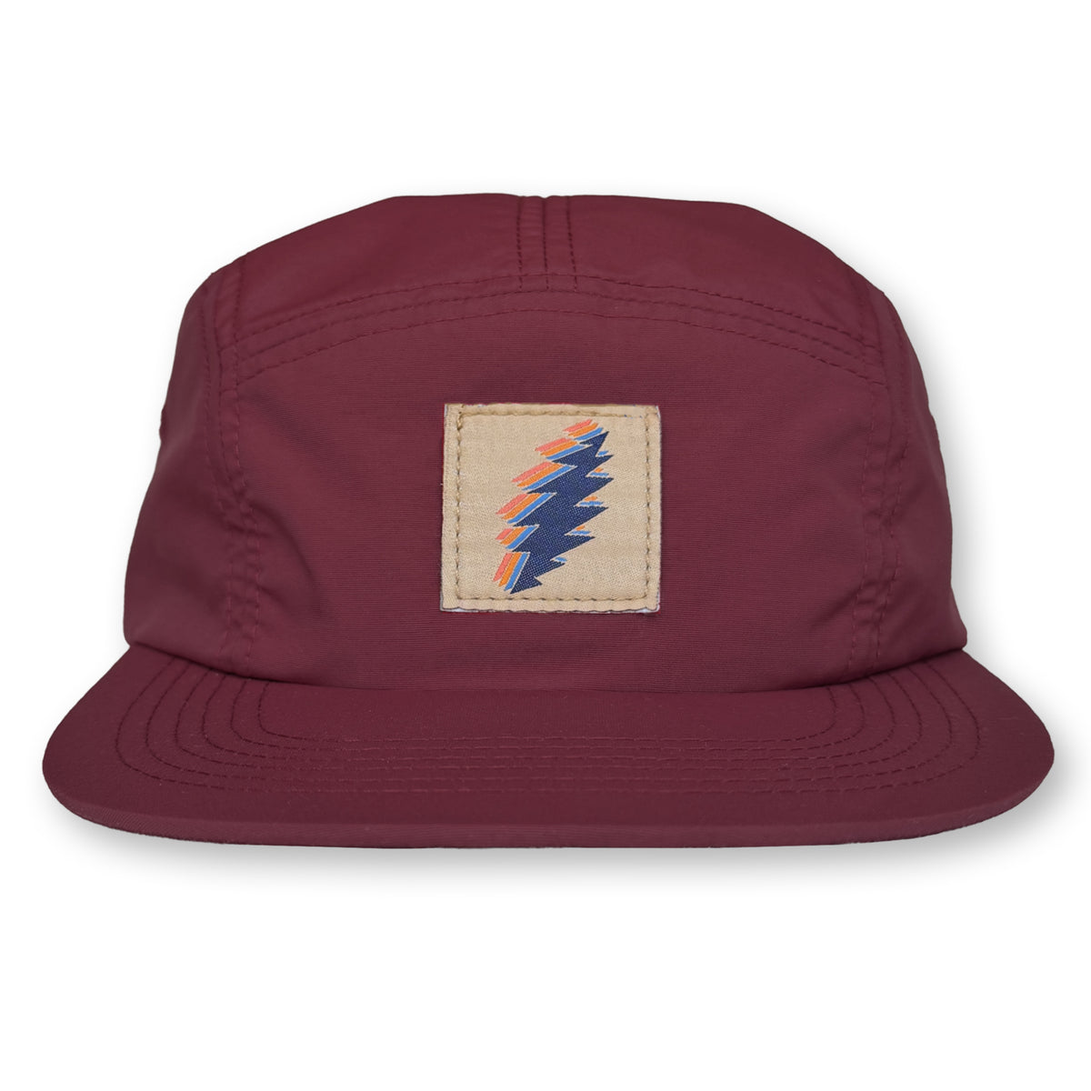 Bolt Five Panel Camp Hat / Crimson Nylon with Barrier Reef Bolt Patch