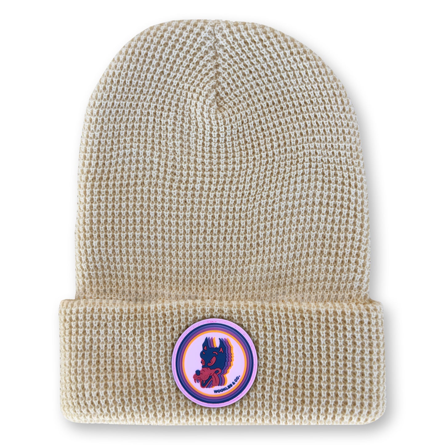 Wolf Waffle Knit Beanie in Birch