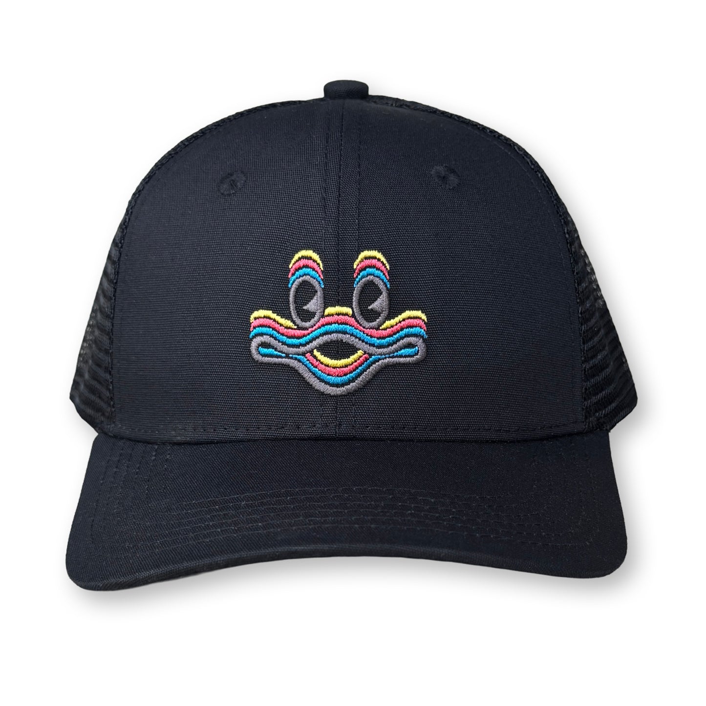 King Gizzard Trucker Hat / Jet Polycotton Blend with Batman Mesh and Oil Slick Cyboogie