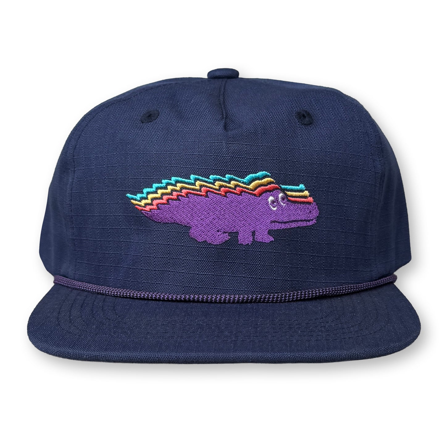 King Gizzard Gator Rope Hat / Navy Ripstop Nylon with Tropical Skittles Gizzy