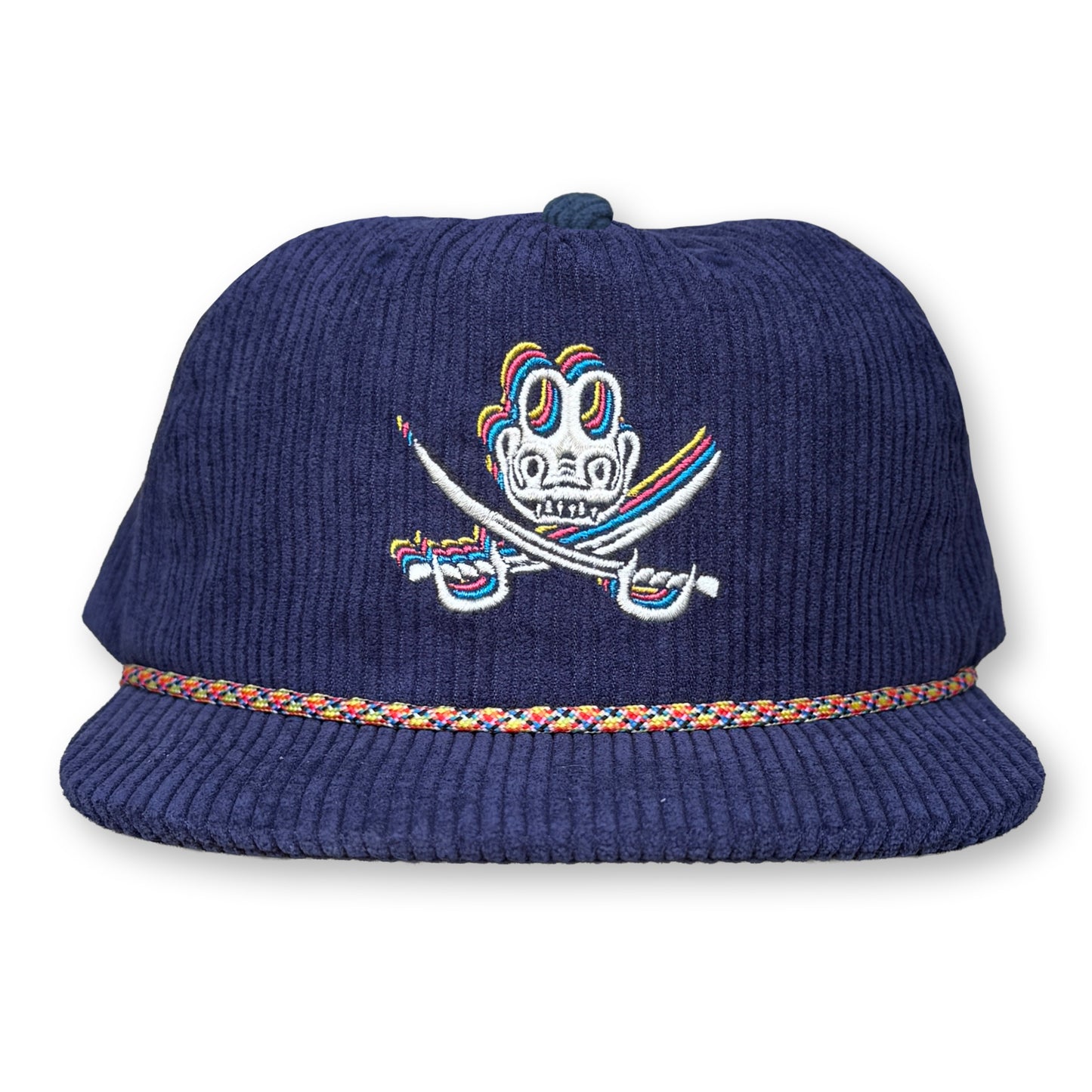 King Gizzard Jolly Gizzy Rope Hat / Navy Corduroy with Classic Bone Bootleg Gizzy
