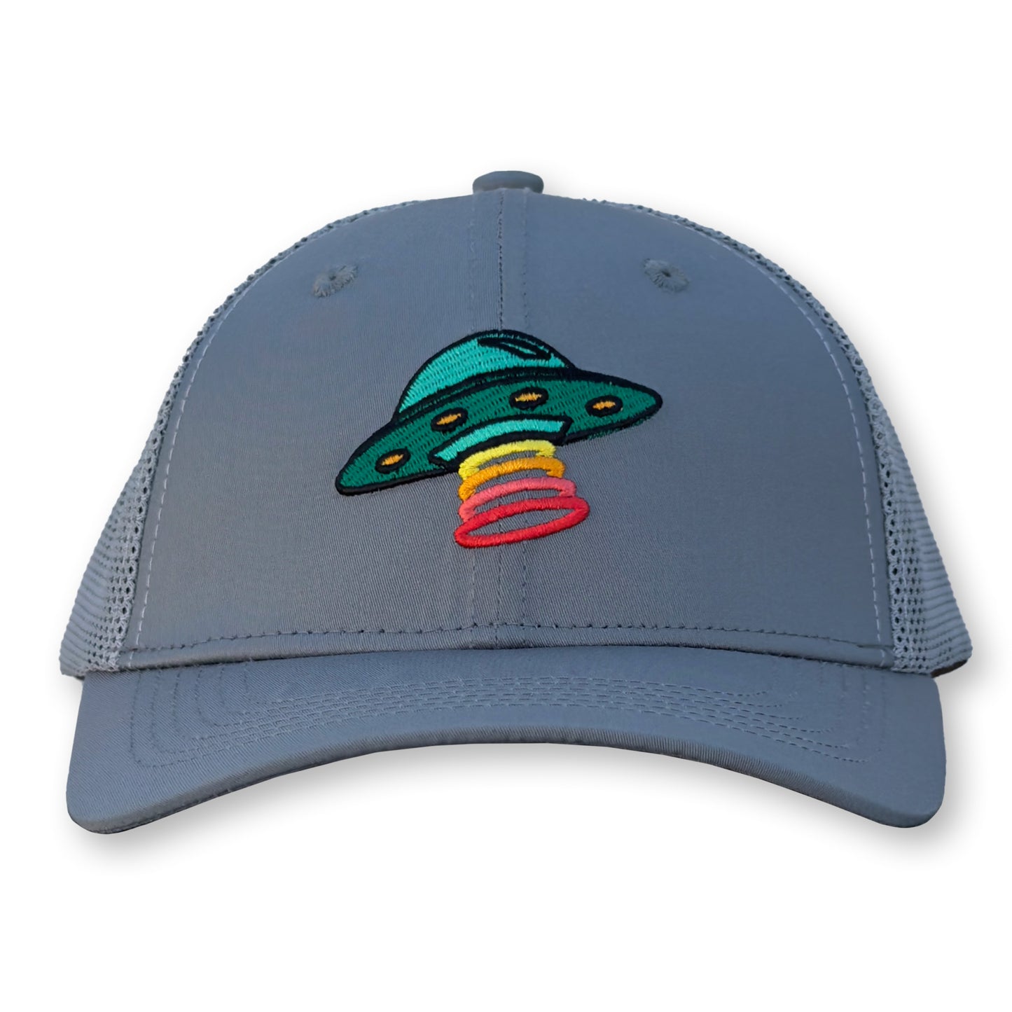Better Than A UFO Trucker Hat / Aluminum Polycotton Blend with Cloud Mesh and Martian UFO