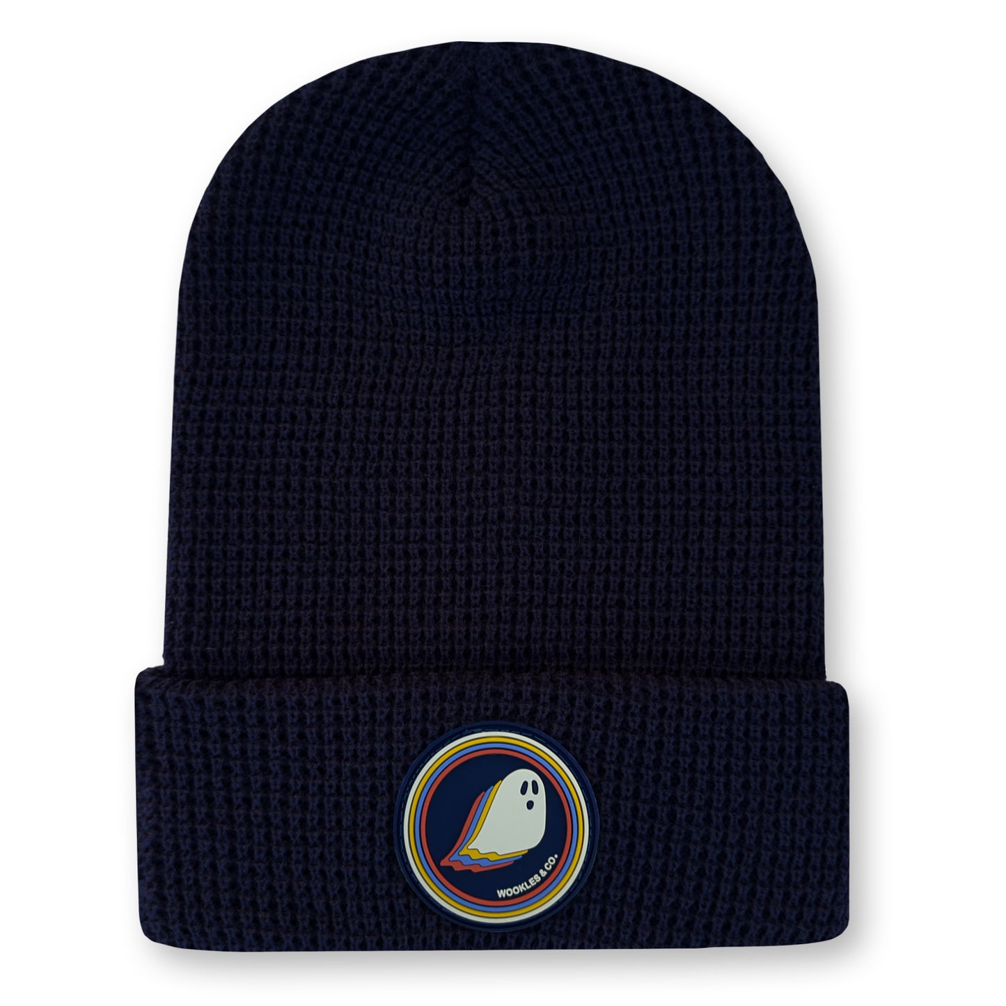 Ghost Waffle Knit Beanie in Navy