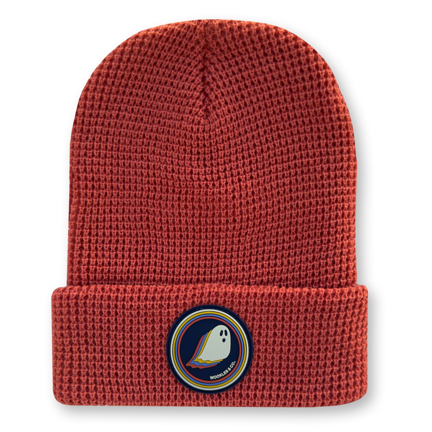 Ghost Waffle Knit Beanie in Rust