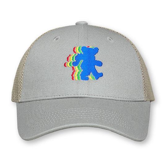 Bear Trucker Hat / Elephant Cotton with Oat Mesh and Azurite Bear