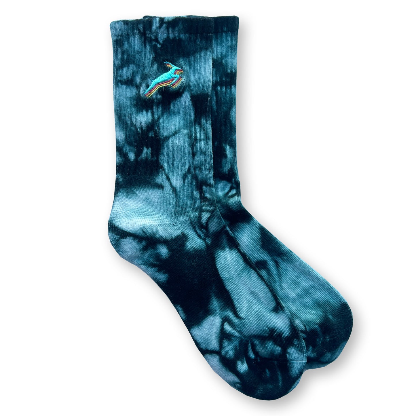 Antelope Embroidered Tie Dye Socks / Malachite
