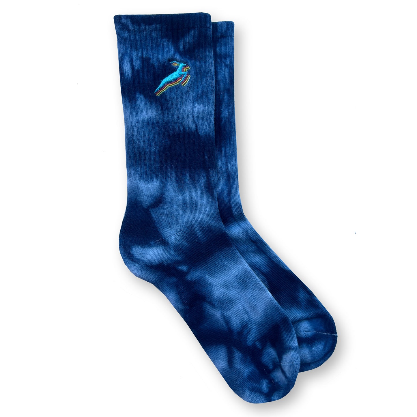 Antelope Embroidered Cushioned Tie Dye Socks / Squid Ink