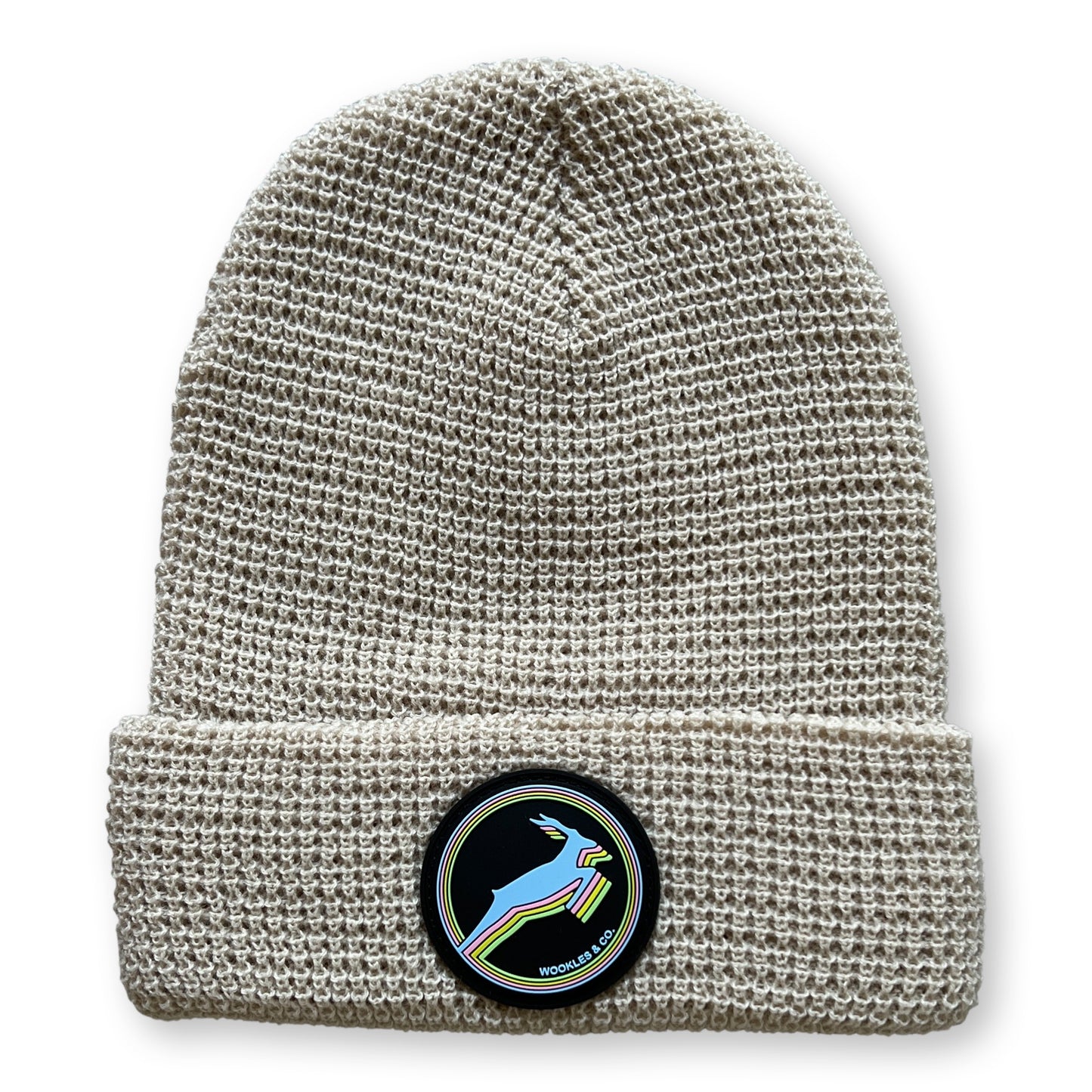 Antelope Waffle Knit Beanie in Oatmeal