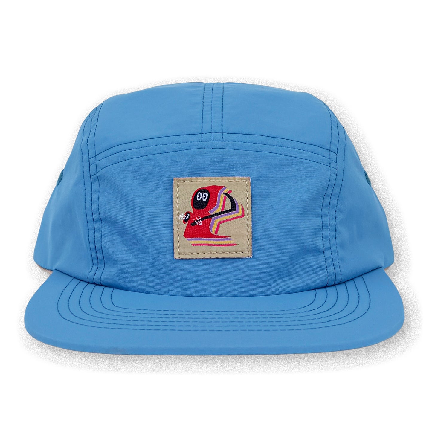 King Gizzard Five Panel Camp Hat / Baby Blue Nylon with Level 5 Grim Reaper Patch