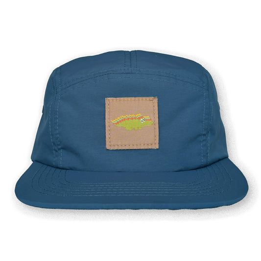 King Gizzard Five Panel Camp Hat / Navy Nylon with Desert Dweller Gizzy Gator Patch