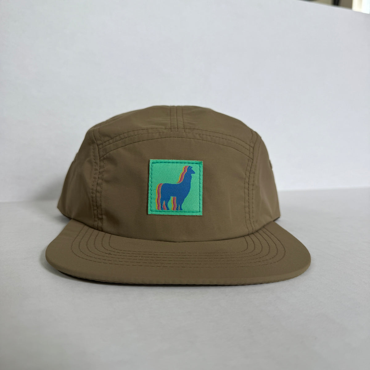 Display Hat Sale 5 Panel Nylon Llama Khaki