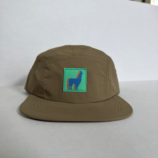 Display Hat Sale 5 Panel Nylon Llama Khaki