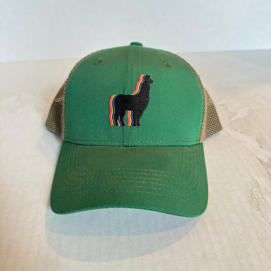 Display Hat Sale Trucker Llama Green