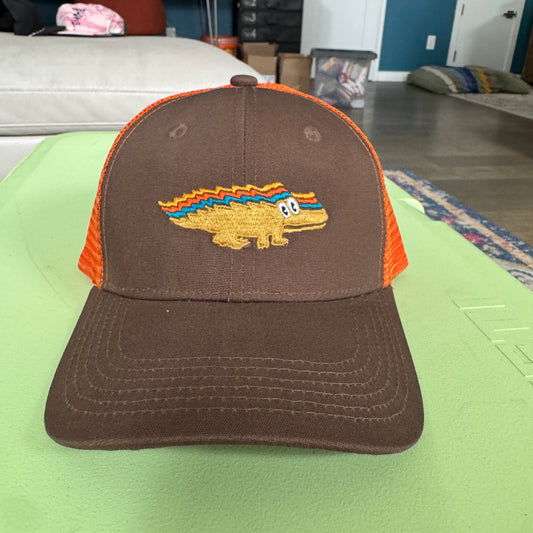 Gizz Gizzy Gator Trucker Hat in Brown - DISPLAY MODEL
