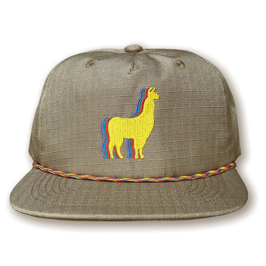 Llama Rope Hat / Biscotti Ripstop Nylon with Buttercup Llama