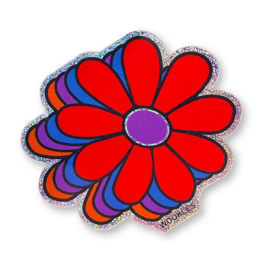 Billy Strings Red Daisy Glitter Sticker