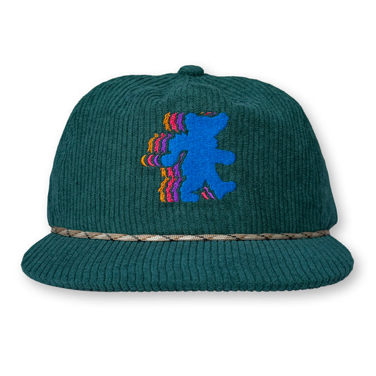 Bear Rope Hat / Malachite Corduroy with Pacific Sunset Bear