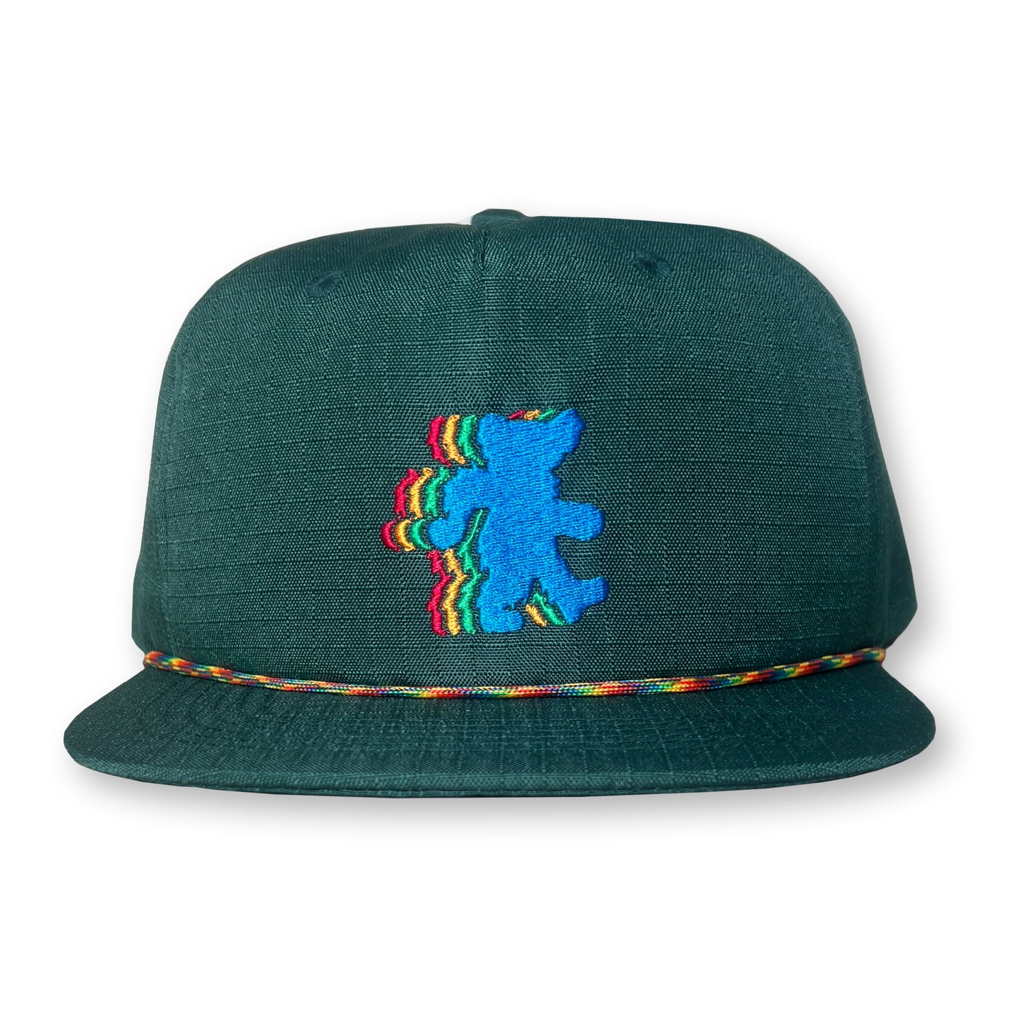 Bear Rope Hat / Emerald Ripstop Nylon with Skittles Bear