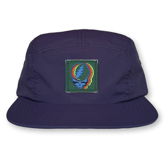 Stealie Five Panel Camp Hat / Blackberry Nylon with Fairy Garden Stealie Patch