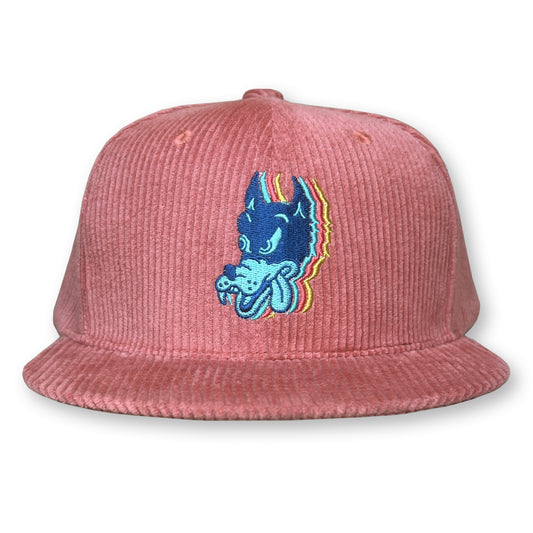 Wolf Corduroy Hat / Dusty Rose Corduroy with Grover Wolf