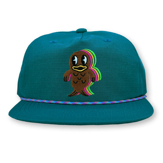 King Gizzard Rope Hat / Peacock Ripstop Nylon with Chocolate Fishie