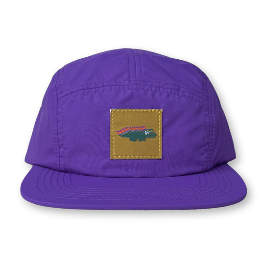 King Gizzard Gator Five Panel Camp Hat / Grape Nylon with Yellow Coolant Gizzy Patch