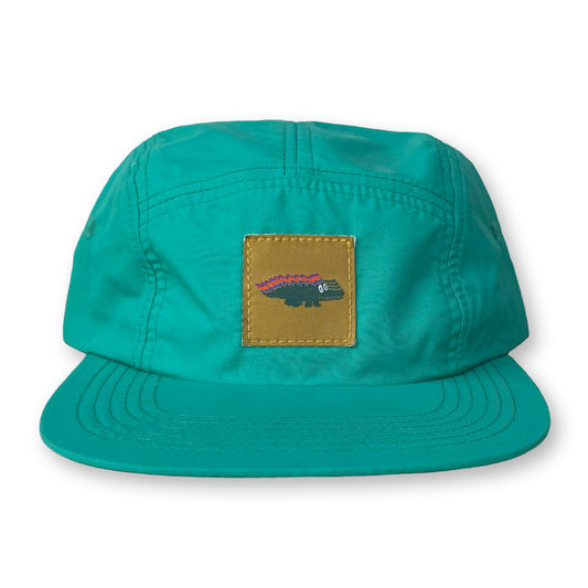 King Gizzard Gator Five Panel Camp Hat / Turquoise Nylon with Yellow Coolant Gizzy Patch