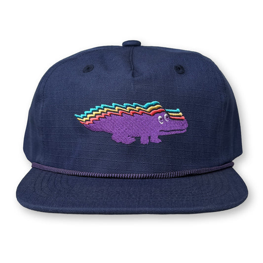 King Gizzard Gator Rope Hat / Navy Ripstop Nylon with Tropical Skittles Gizzy