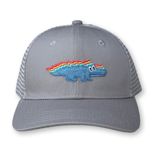 King Gizzard Trucker Hat / Galvanized Pipe Polycotton Blend with Violet Mesh and Steel Blue Gizzy