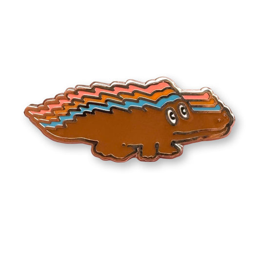 Gizzy Gator Lapel Pin Brown