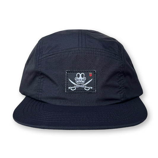 King Gizzard Jolly Gizzy Five Panel Camp Hat / Obsidian Nylon with Classic Jolly Gizzy Flag Patch