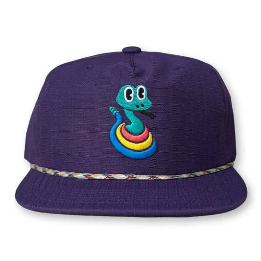 King Gizzard Rattlesnake Rope Hat / Eggplant Ripstop Nylon with Gem Garden Rattlesnake