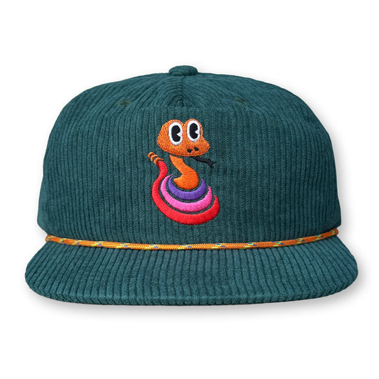 King Gizzard Rattlesnake Rope Hat / Malachite Corduroy with Fire Pit Rattlesnake