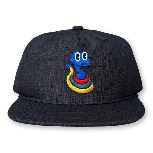 King Gizzard Rattlesnake Rope Hat / Onyx Ripstop Nylon with Playmobile Rattlesnake
