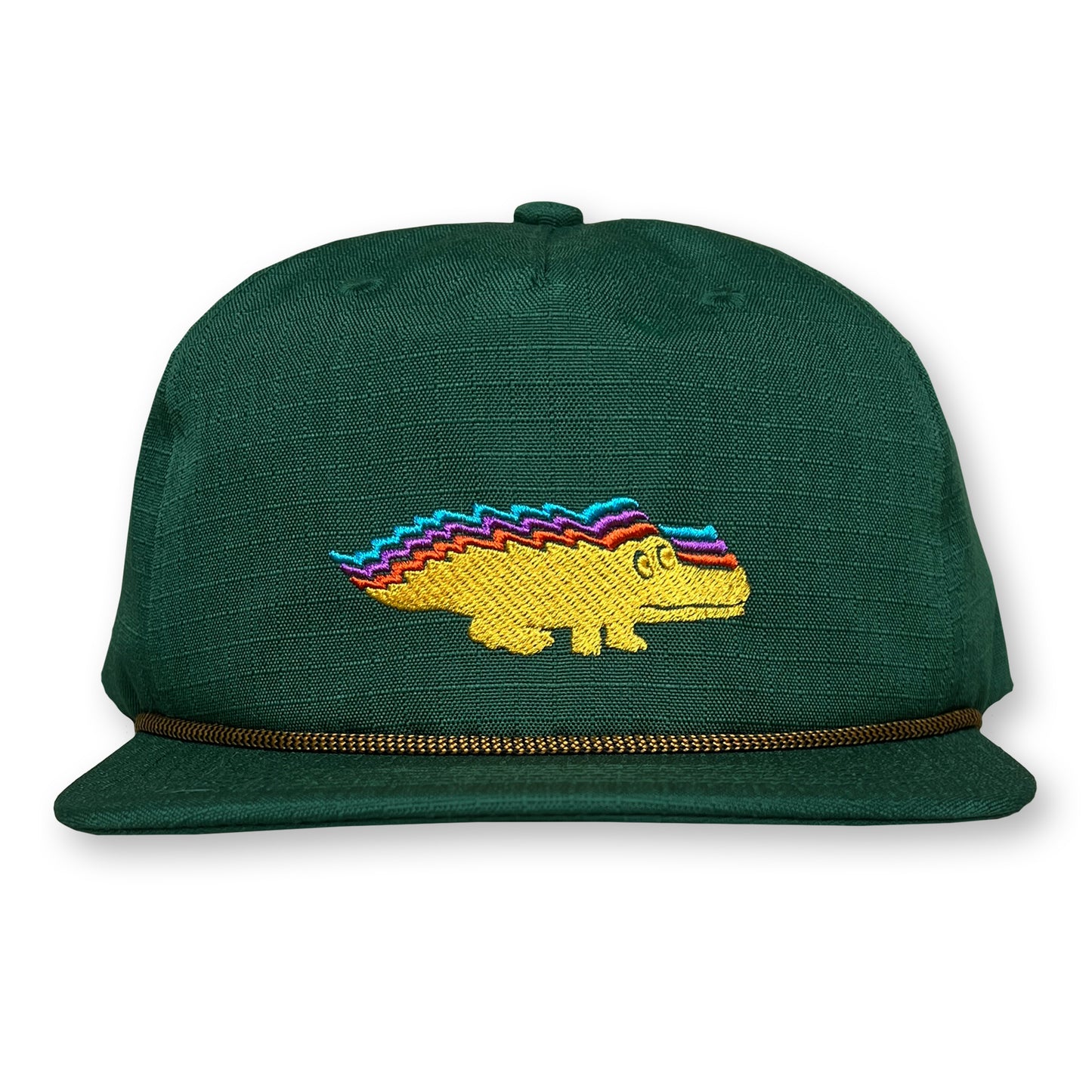 King Gizzard Rope Hat / Emerald Ripstop Nylon with Acid Yellow Gator