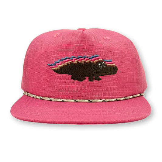 King Gizzard Rope Hat / Coral Ripstop Nylon with Root Beer Gator