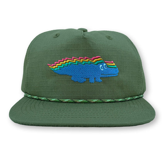 King Gizzard Rope Hat / Lima Bean Ripstop Nylon with Sunset Surf Gator