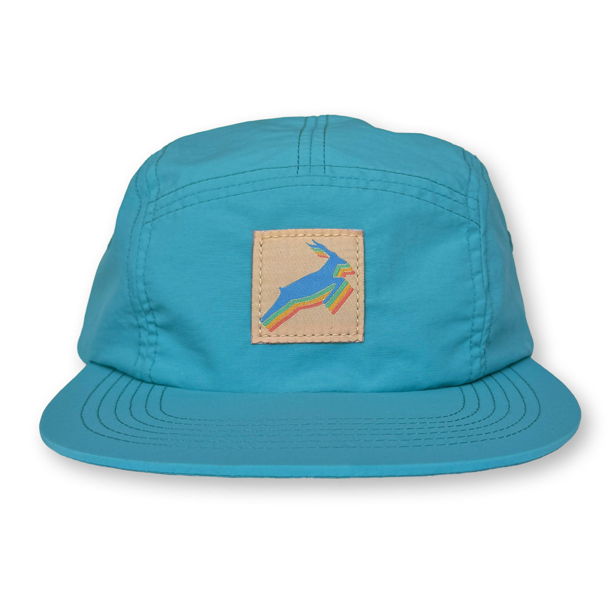 Antelope Five Panel Camp Hat / Baby Blue Nylon with Sahara Oasis Antelope Patch
