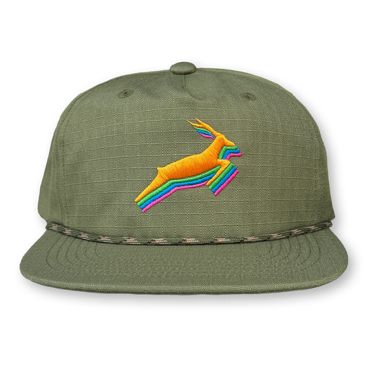 Antelope Rope Hat / Lima Bean Ripstop Nylon with Mandarin Antelope
