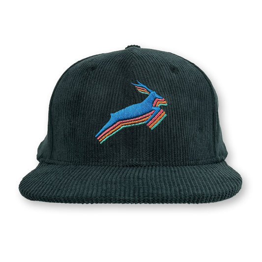 Antelope Corduroy Structured Hat / Evergreen Corduroy with Electric Blue Antelope