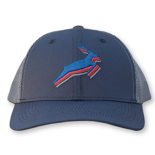 Antelope Trucker Hat / Porpoise Polycotton Blend with Cloud Mesh and Retro Tracksuit Antelope