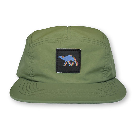 Camel Five Panel Camp Hat / Asparagus Nylon with Egyptian Camel Patch