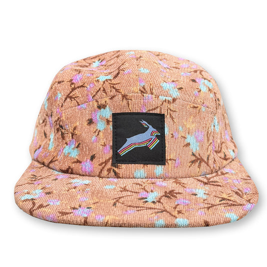 Antelope Five Panel Camp Hat / Desert Rose Floral Corduroy with Greenhouse Antelope Patch