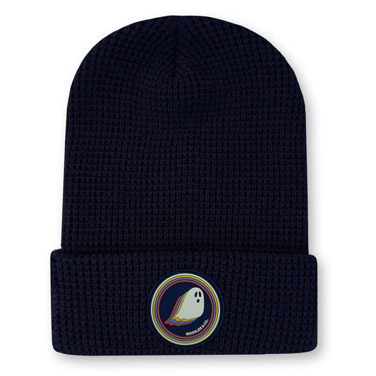 Ghost Waffle Knit Beanie in Navy