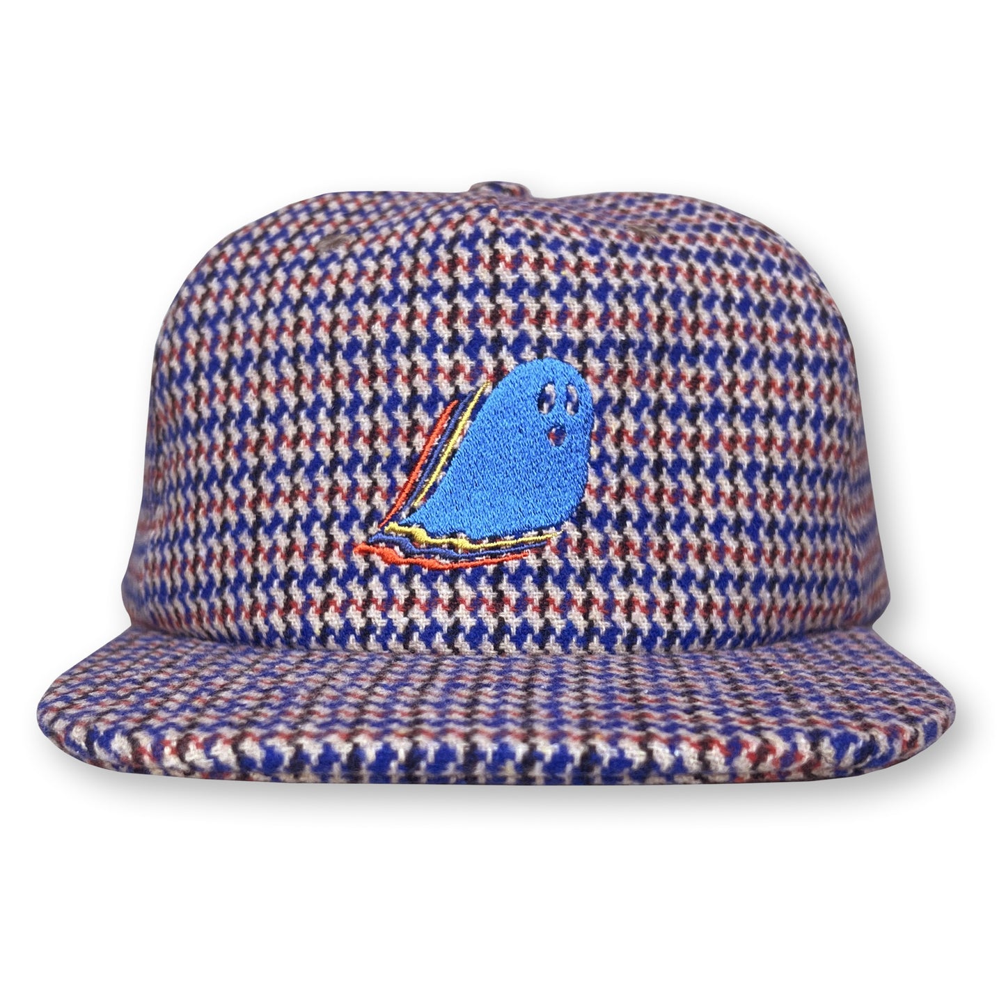 Ghost Sherlock Hat / Mosaic Brick Wool with Blue Bonnet Ghost